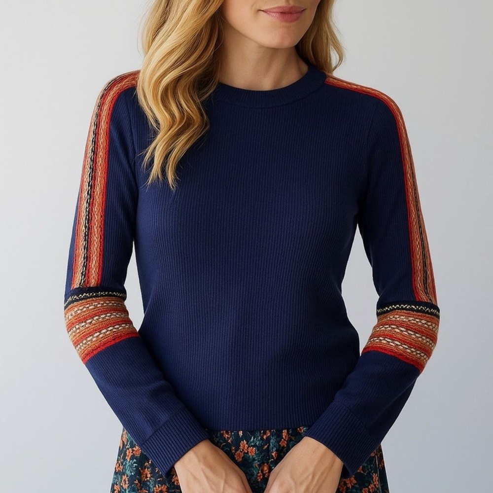 NATURAL LIFE L-thermal sweater
Embroidered Waffle Long Sleeve 
Boho Hippie